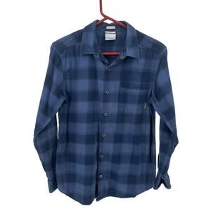 Columbia Button Up Regular Fit Check Plaid Shirt Men's S Navy/Light Blue Office